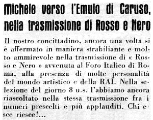 Michelangelo Verso, the copy of Caruso, 'Rosso e Nero' - RAI 1952