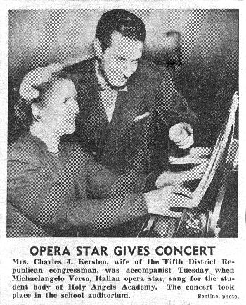 Opera Star gives concert - Washington D.C. 1954