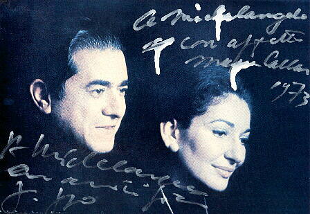 Una foto di Maria Callas e Giuseppe Distefano dedicata a Michelangelo Verso