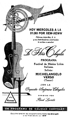 Trasmissione Radio dal vivo 'La Hora Chrysler'  - Mexico 30/04/1958