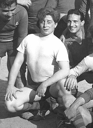 A photo of the actor Carlo Croccolo and Michelangelo Verso after a football match