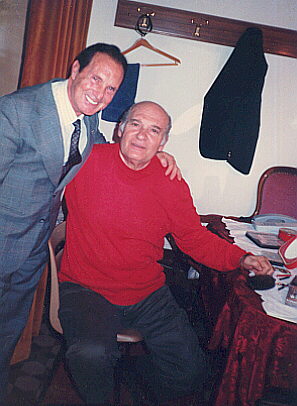 Photo of M. Verso with actor Turi Ferro in his dressingroom at Teatro Biondo of Palermo