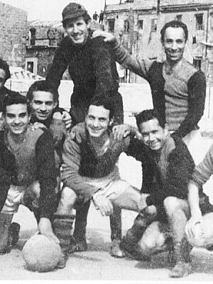 Group photo with Ciccio Ingrassia, Michelangelo Verso and others after a football match