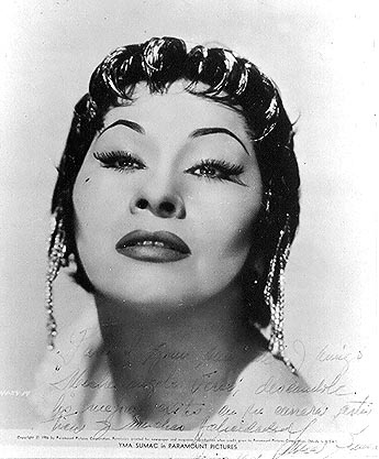 Photo of Yma Sumac dedicated personally to Michelangelo Verso