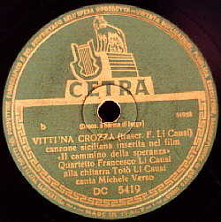 Cetra label of 'Vitti 'na Crozza'